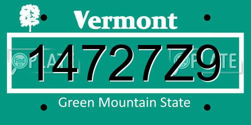 14727Z9 Vermont License Plate
