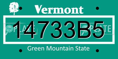 14733B5 Vermont License Plate