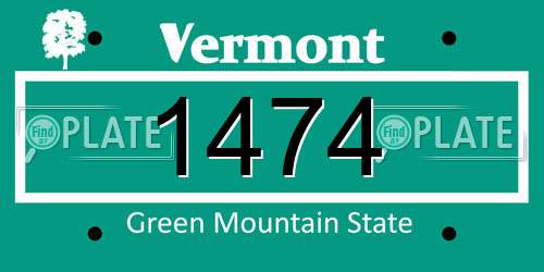 1474 Vermont License Plate