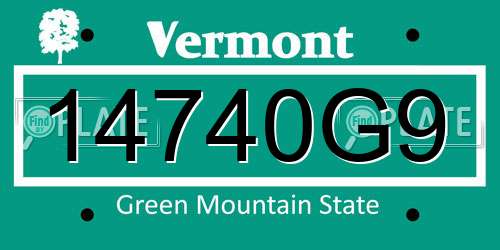 14740G9 Vermont License Plate