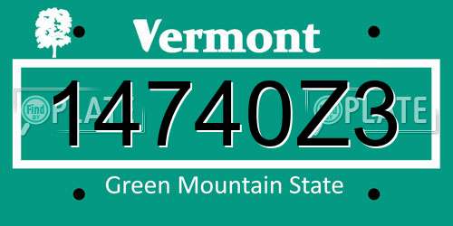 14740Z3 Vermont License Plate