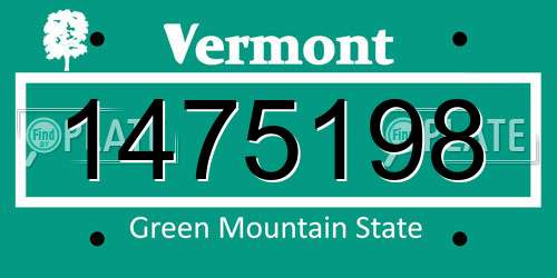 1475198 Vermont License Plate