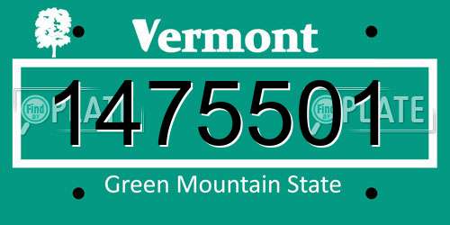 1475501 Vermont License Plate