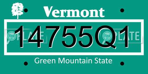 14755Q1 Vermont License Plate