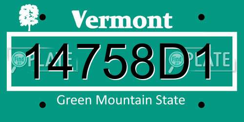 14758D1 Vermont License Plate