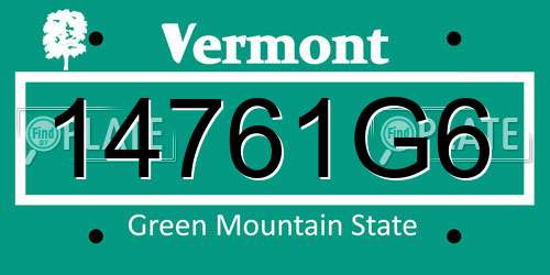 14761G6 Vermont License Plate