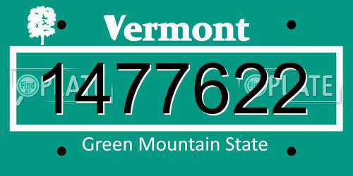 1477622 Vermont License Plate