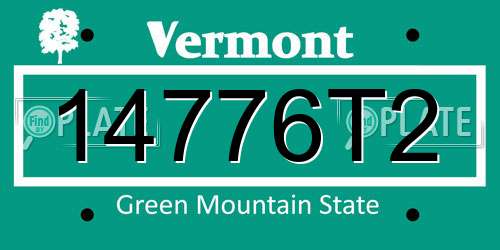 14776T2 Vermont License Plate