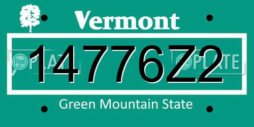14776Z2 Vermont License Plate