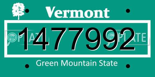 1477992 Vermont License Plate