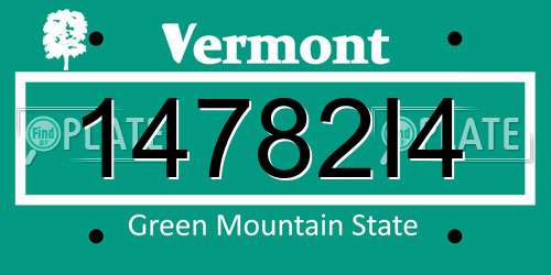 14782I4 Vermont License Plate