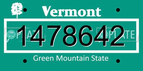 1478642 Vermont License Plate
