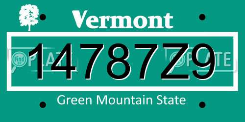 14787Z9 Vermont License Plate