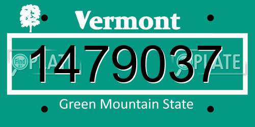 1479037 Vermont License Plate