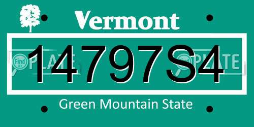 14797S4 Vermont License Plate