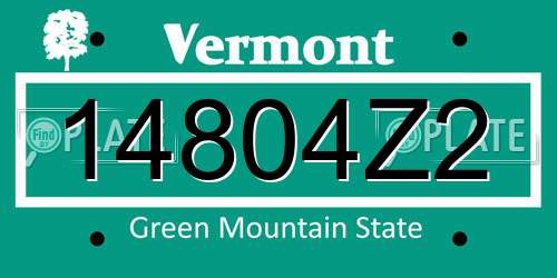 14804Z2 Vermont License Plate