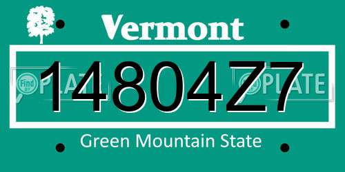 14804Z7 Vermont License Plate