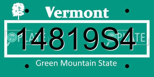 14819S4 Vermont License Plate