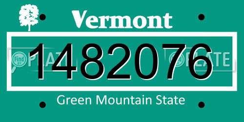 1482076 Vermont License Plate