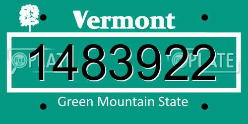 1483922 Vermont License Plate