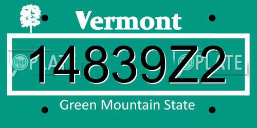 14839Z2 Vermont License Plate