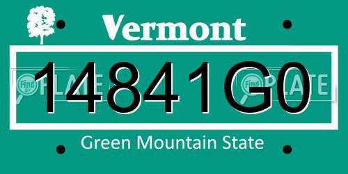 14841G0 Vermont License Plate
