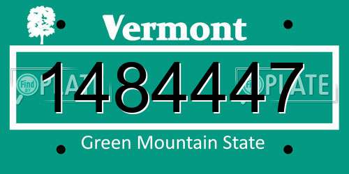 1484447 Vermont License Plate