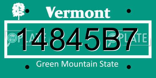 14845B7 Vermont License Plate