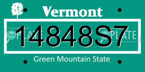 14848S7 Vermont License Plate