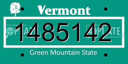 1485142 Vermont License Plate