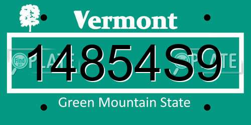 14854S9 Vermont License Plate