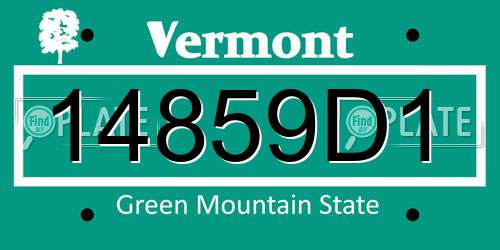 14859D1 Vermont License Plate