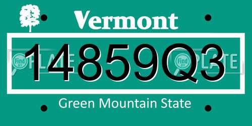 14859Q3 Vermont License Plate