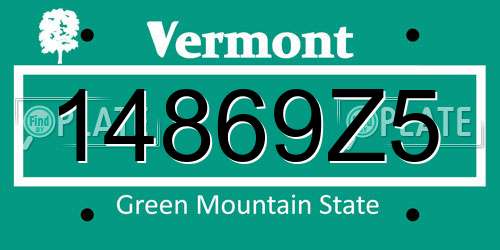 14869Z5 Vermont License Plate