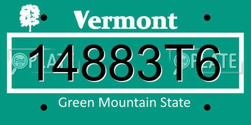 14883T6 Vermont License Plate