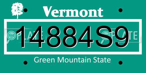 14884S9 Vermont License Plate