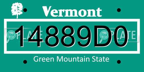 14889D0 Vermont License Plate