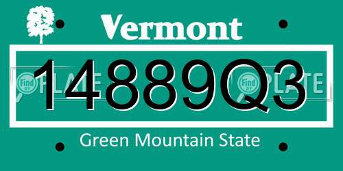 14889Q3 Vermont License Plate