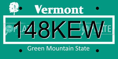 148KEW Vermont License Plate