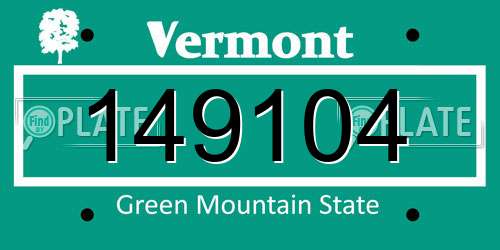 149104 Vermont License Plate