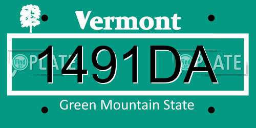 1491DA Vermont License Plate