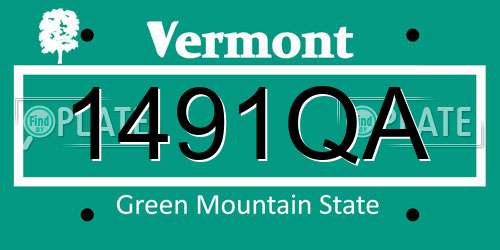 1491QA Vermont License Plate