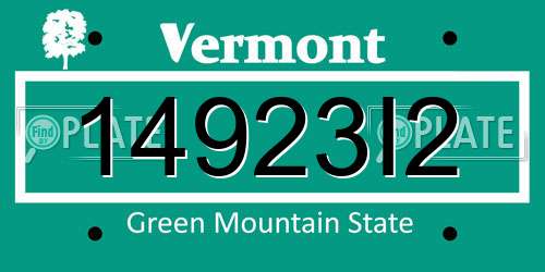 14923I2 Vermont License Plate