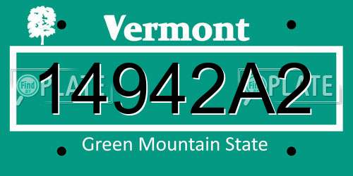 14942A2 Vermont License Plate