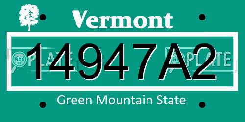 14947A2 Vermont License Plate
