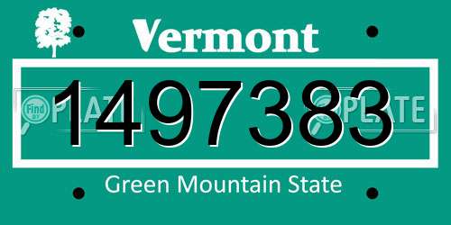 1497383 Vermont License Plate