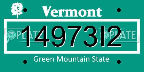 14973I2 Vermont License Plate