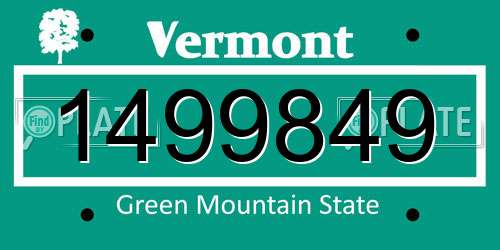 1499849 Vermont License Plate
