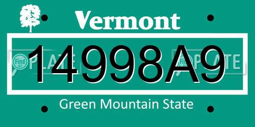 14998A9 Vermont License Plate