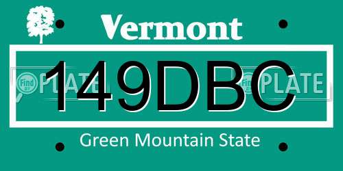 149DBC Vermont License Plate